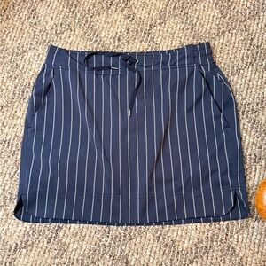 Athleta Navy White Striped Mini Skort Size 10 Drawstring Athletic